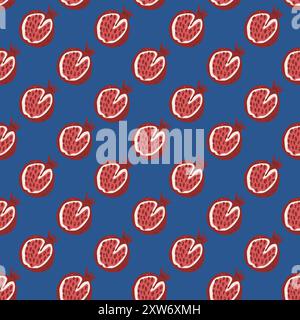 Vektor Granatäpfel Hand gezeichnet flache nahtlose Muster. Stock Vektor