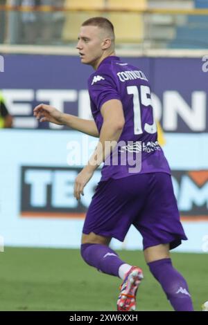 Pietro Camuzzo von ACF Fiorentina beim Parma FC gegen ACF Fiorentina, 1Â° Serie A Enilive 2024-25 Spiel im Ennio Tardini Stadium in Parma (PR), Italien, am 17. August 2024. Stockfoto