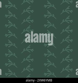 Nahtloses Muster von Weihnachtsbaumzweigen. Tannenzweige dunkler Wiederholungshintergrund. Vektorabbildung. Stock Vektor