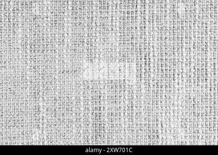 Jacquard-Gewebe mit grober Webstruktur und weißem Stoff. Textilhintergrund, Möbel Textilmaterial, Tapete, Hintergrund. Tuchstruktur Caps Stockfoto