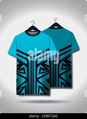 Abstraktes Grunge-Sportrikot-Design für Fußball, Rennen, E-Sport, Laufen, blau-weiß Stock Vektor