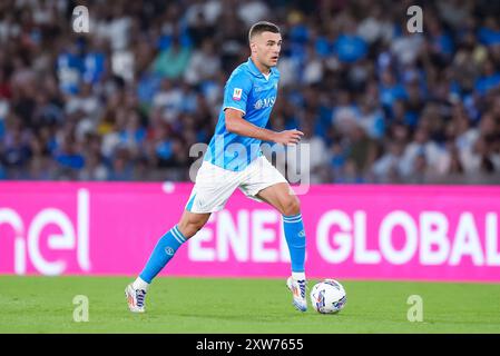 Neapel, Italien. August 2024. Alessandro Buongiorno vom SSC Napoli während des Coppa Italia Frecciarossa Spiels zwischen SSC Napoli und Modena FC im Stadio Diego Armando Maradona am 10. August 2024 in Neapel Credit: Giuseppe Maffia/Alamy Live News Stockfoto