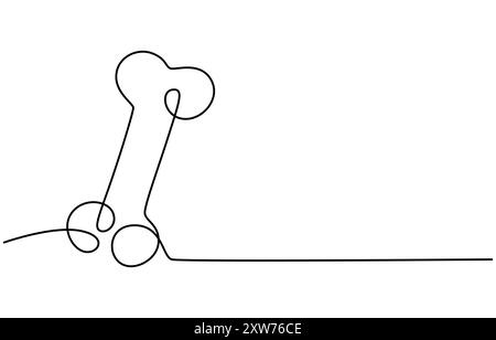 Durchgehende einzeilige Zeichnung der Bone-Bone-Line-Art-Vektor-Illustration. Linienart des Hundeknochens. Stock Vektor