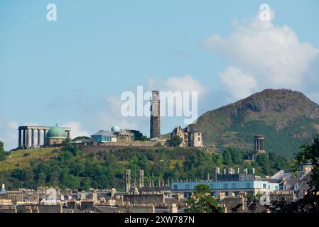 Blick auf die Skyline von Edinburgh vom Botanischen Garten Stockfoto