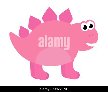 Süßer Baby-Dinosaurier. Handgezeichneter Stegosaurus. Flache Zeichentrickvektorillustration isoliert auf weißem Hintergrund. Stock Vektor