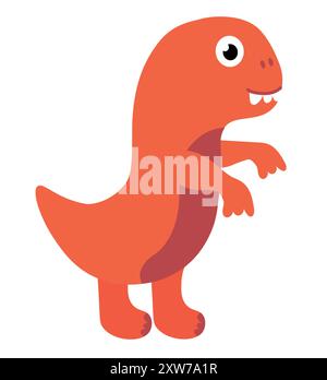 Süßer Baby-Dinosaurier. Handgezeichneter tyrannosaurus. Flache Zeichentrickvektorillustration isoliert auf weißem Hintergrund. Stock Vektor