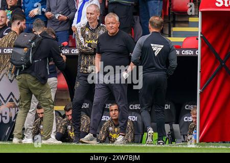 Sheffield United Manager Chris Wilder beim SKY Bet EFL Championship-Spiel von Sheffield United FC gegen Queens Park Rangers FC in der Bramall Lane, Sheffield, England, Großbritannien am 17. August 2024 Stockfoto