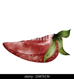 Erdbeeren Clip Art. Handgezeichnete Aquarellzeichnung von saftigen roten Beeren. Realistische Stil Erdbeere Illustration auf isoliertem weißen Hintergrund. Ideal Stockfoto