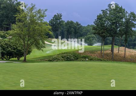 Golfplatz Bewässerungssprinkler, Pennsylvania, USA Stockfoto