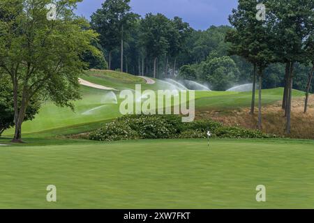 Golfplatz Bewässerungssprinkler, Pennsylvania, USA Stockfoto