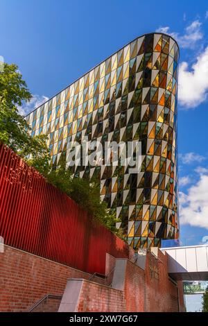 Aula Medica, Karolinska-Institut in Solna, Stockholm Schweden. Das Auditorium ist ein Gebäude für das Karolinska Institutet auf dem Campus Solna in Solnavägen in Stockfoto
