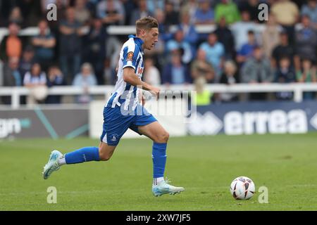 Joe Grey von Hartlepool United während des Spiels der Vanarama National League zwischen Hartlepool United und Southend United im Victoria Park, Hartlepool am Samstag, den 17. August 2024. (Foto: Mark Fletcher | MI News) Stockfoto