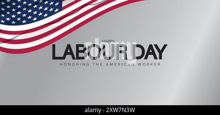 Labor Day Hintergrund mit der amerikanischen Flagge mit festlichem Text, der Patriotismus und Nationalstolz symbolisiert Stock Vektor