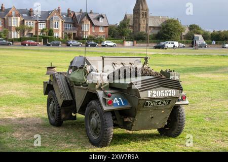 1943 40er Jahre Daimler Scout Car, britisches leichtes, schnelles Aufklärungsfahrzeug mit Allradantrieb, das während der Zweiten Welt-Wa als Verbindungsfahrzeug eingesetzt wurde Stockfoto