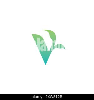 V-Blatt-Logo-Design mit organischem Design. Buchstabe V bleibt Stock Vektor