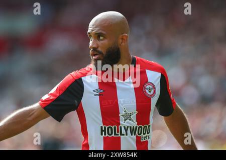 London, Großbritannien. August 2024. Bryan Mbeumo aus Brentford während des Premier League-Spiels Brentford gegen Crystal Palace im Gtech Community Stadium, London, Großbritannien, 18. August 2024 (Foto: Gareth Evans/News Images) in London, Vereinigtes Königreich am 18. August 2024. (Foto: Gareth Evans/News Images/SIPA USA) Credit: SIPA USA/Alamy Live News Stockfoto