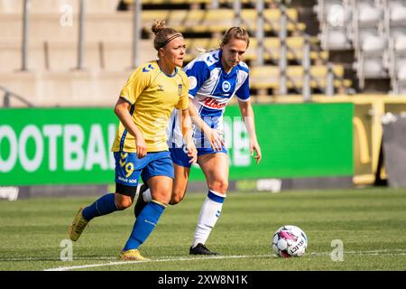 Odense, Dänemark. August 2024. Nanna Christiansen (9) aus Broendby, WENN sie während des Gjensidige Kvindeliga-Spiels zwischen ob Q und Broendby IF im Naturenergiepark Odense gesehen wurde. Stockfoto