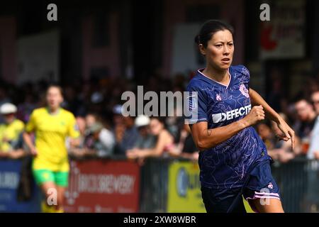 London, Großbritannien. August 2024. Lucy Monkman (14 Dulwich Hamlet) während des FA Womens National League Division One South East Spiels zwischen Dulwich Hamlet und Norwich in Champion Hill. Quelle: Liam Asman/Alamy Live News Stockfoto