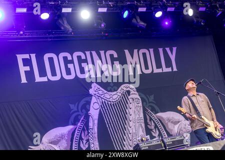 Die irisch - US-amerikanische Folk-Punk-Rock Band Peitschen Molly live auf dem Highfield 2024 Gesang, Folk-Gitarre, Bodhran Dave King Mandoline, Banjo Robert Schmidt E-Bass Nathen Maxwell E-Gitarre Dennis Casey Fiddle, Tin Whistle, Uilleann Pipes, Akustische Gitarre Bridget Regan Schlagzeug Mike Alonso Akkordeon Matthew Hensley Highfield Tag 3 - Auspeitschen Molly *** die irisch-US Folk Punk Rock Band Auspeitschen Molly live bei Highfield 2024 Gesang, Folk Gitarre, Bodhran Dave King Mandolin, Banjo Robert Schmidt Electric Bass Nathen Maxwell Electric Gitarre Dennis Casey Fiddle, Tin Whistle, Uilleann-Rohre Stockfoto