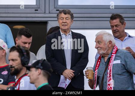 Deutschland. August 2024. Fussball DFB-Pokal 1. Runde Rot-Weiss Essen - RB Leipzig am 17.08.2024 im Stadion an der Hafenstraße in Essen Otto Rehagel DFB-Vorschriften verbieten jede Verwendung von Fotografien als Bildsequenzen und/oder Quasi-Video. Foto: Revierfoto Credit: ddp Media GmbH/Alamy Live News Stockfoto