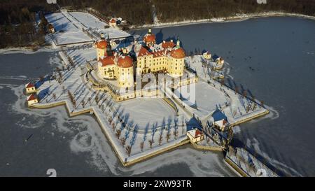 Luftaufnahme der Burg Moritzburg, Deutschland Stockfoto