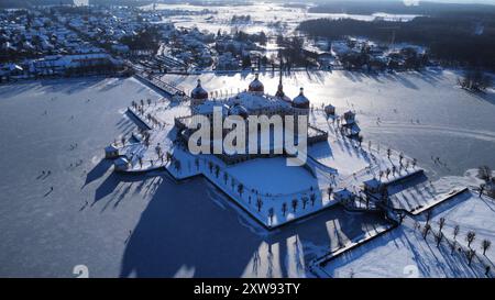 Aus der Vogelperspektive auf Schloss Moritzburg Stockfoto