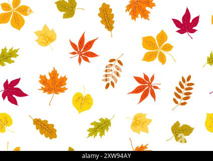 Muster mit Herbstblättern. Hintergrund mit verschiedenen Blättern. Stock Vektor