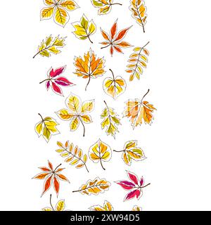 Muster mit Herbstblättern. Hintergrund mit verschiedenen Blättern. Stock Vektor