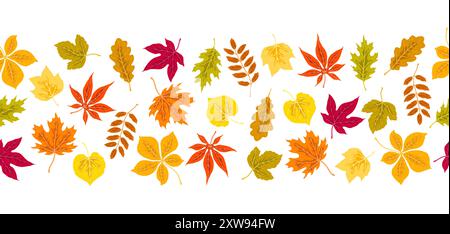 Muster mit Herbstblättern. Hintergrund mit verschiedenen Blättern. Stock Vektor