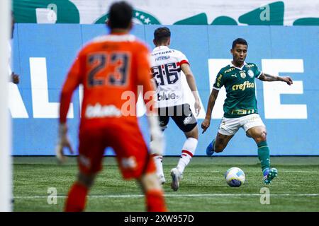 Sao Paulo, Brasilien. August 2024. SP - SAO PAULO - 08/18/2024 - BRASILIANISCHE A 2024, PALMEIRAS x SAO PAULO - Marcos Rocha Spieler von Palmeiras während des Spiels gegen Sao Paulo im Stadion der Arena Allianz Parque für die brasilianische A 2024 Meisterschaft. Foto: Marco Miatelo/AGIF Credit: AGIF/Alamy Live News Stockfoto