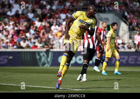 Jean-Philippe Mateta von Crystal Palace während des Premier League-Spiels zwischen Brentford und Crystal Palace im Gtech Community Stadium, Brentford, am Sonntag, den 18. August 2024. (Foto: Tom West | MI News) Credit: MI News & Sport /Alamy Live News Stockfoto