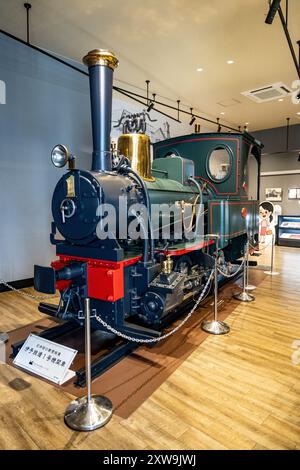 Botchan Train (Botchan Ressha), eine Dampflokomotive aus dem späten 19. Jahrhundert, im Botchan Train Museum, Matsuyama, Shikoku Region, Japan Stockfoto