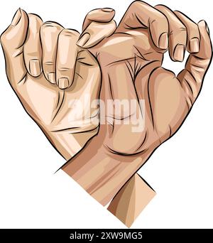 Pinky Versprechen Fingerlinie Art Vektor Illustration Stock Vektor