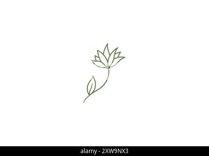 Logo Blume und Zweig, minimalistisch, modern, Logo Line, bearbeitbare Farbe Stock Vektor