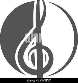 Musik-Logo. Symbol für den Höhenschlüssel. Melodieklang Stock Vektor