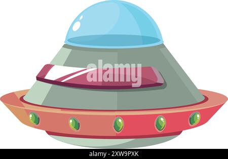 Alien-Raumschiff-Zeichentricksymbol. UFO fliegende Untertasse Stock Vektor