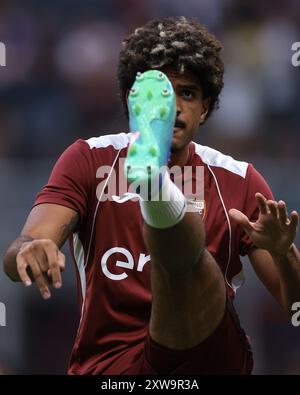 Mailand, Italien. August 2024. Saul Coco vom FC Turin während des Spiels der Serie A bei Giuseppe Meazza, Mailand. Der Bildnachweis sollte lauten: Jonathan Moscrop/Sportimage Credit: Sportimage Ltd/Alamy Live News Stockfoto