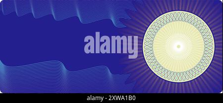 Blaue Bannervorlage im Guillochierstil. Leerer Retro-Hintergrund Stock Vektor