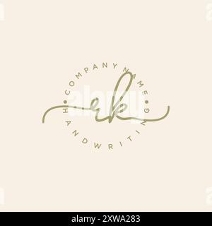 RK Initial Handschrift Logo Stock Vektor