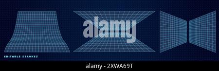 Futuristisches 3D-Gitter-Drahtmodell-Netzformen Stock Vektor