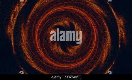 Dynamischer abstrakter Strudel mit feuriger oranger futuristischer Energie Wirbel Design Kunst Illustration abstrakter Hintergrund. Stockfoto