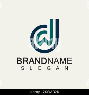 Designvorlage für DW- oder WD-Logo mit Buchstaben Stock Vektor