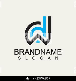 Designvorlage für DW- oder WD-Logo mit Buchstaben Stock Vektor