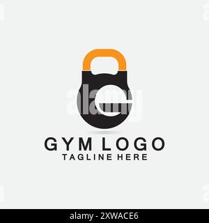 Kreative Design-Kombination aus Buchstabe G und Kettlebell for Fitness GYM Logo. Stock Vektor