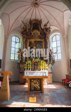 Pfarrkirche St. Sebastian, katholische Kirche in Ramsau, Berchtesgaden, Bayern, neugotische Architektur in den Alpen Stockfoto