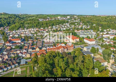 Luftaufnahme der Universitätsstadt Eichstätt im Altmühltal in Oberbayern Stockfoto