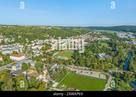 Luftaufnahme der Universitätsstadt Eichstätt im Altmühltal in Oberbayern Stockfoto