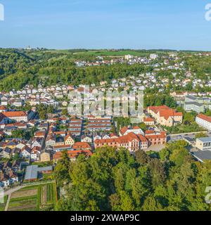 Luftaufnahme der Universitätsstadt Eichstätt im Altmühltal in Oberbayern Stockfoto