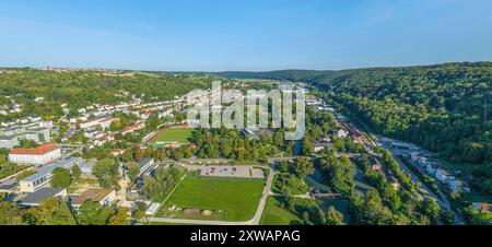 Luftaufnahme der Universitätsstadt Eichstätt im Altmühltal in Oberbayern Stockfoto