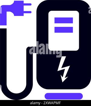 Elektrobetankung Flachbild-Symbol, Vorderansicht Stock Vektor